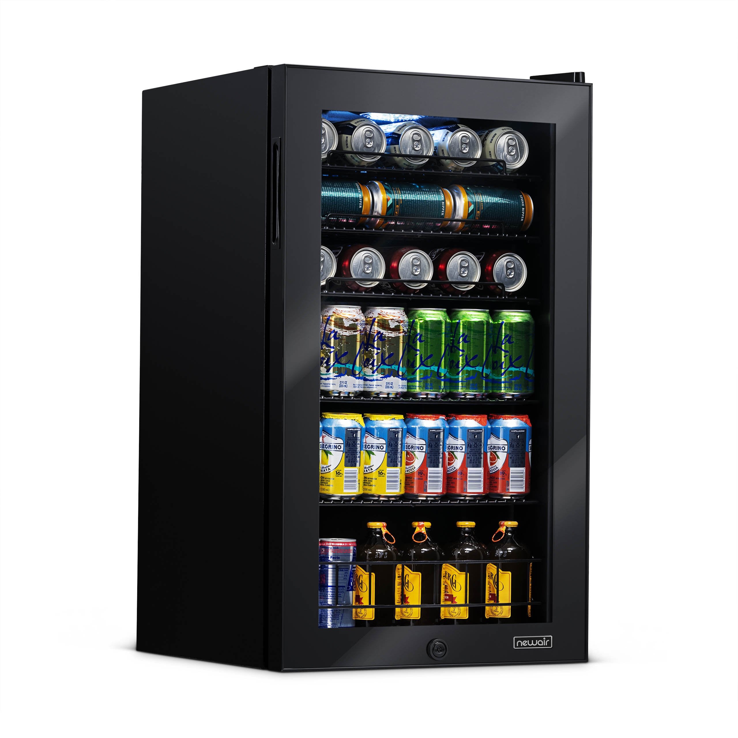 Newair 126 Can Freestanding Beverage Fridge in Onyx Black with Adjustable Shelves