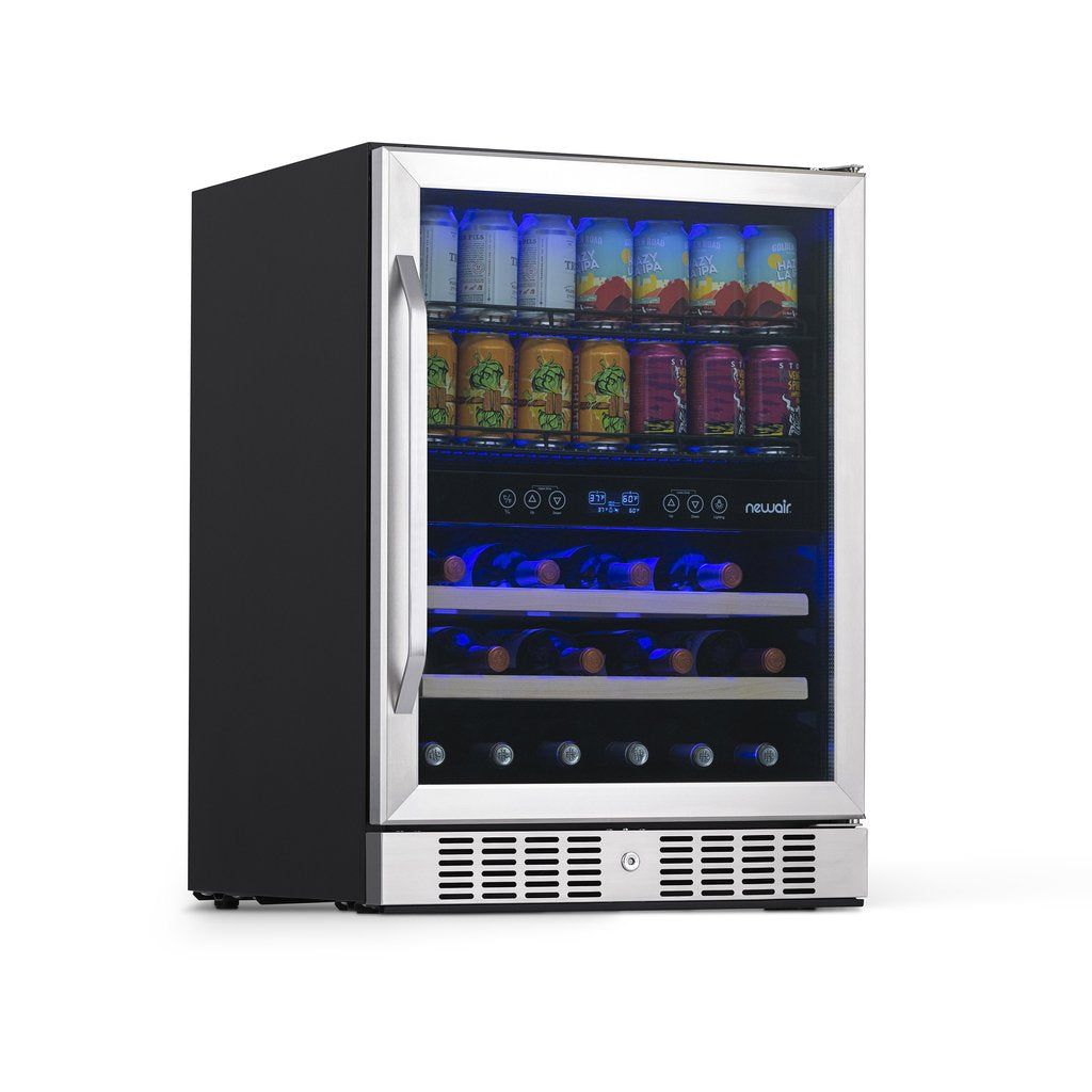 NewAir 24” Built-in Dual Zone 20 Bottle and 70 Can Wine and Beverage Fridge