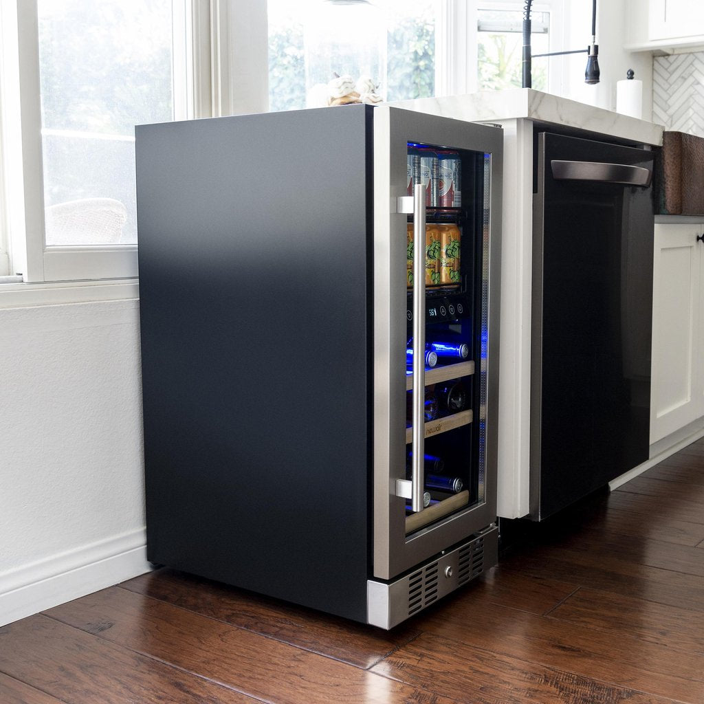 NewAir 15” Premium Built-in Dual Zone 9 Bottle and 48 Can Wine and Beverage Fridge