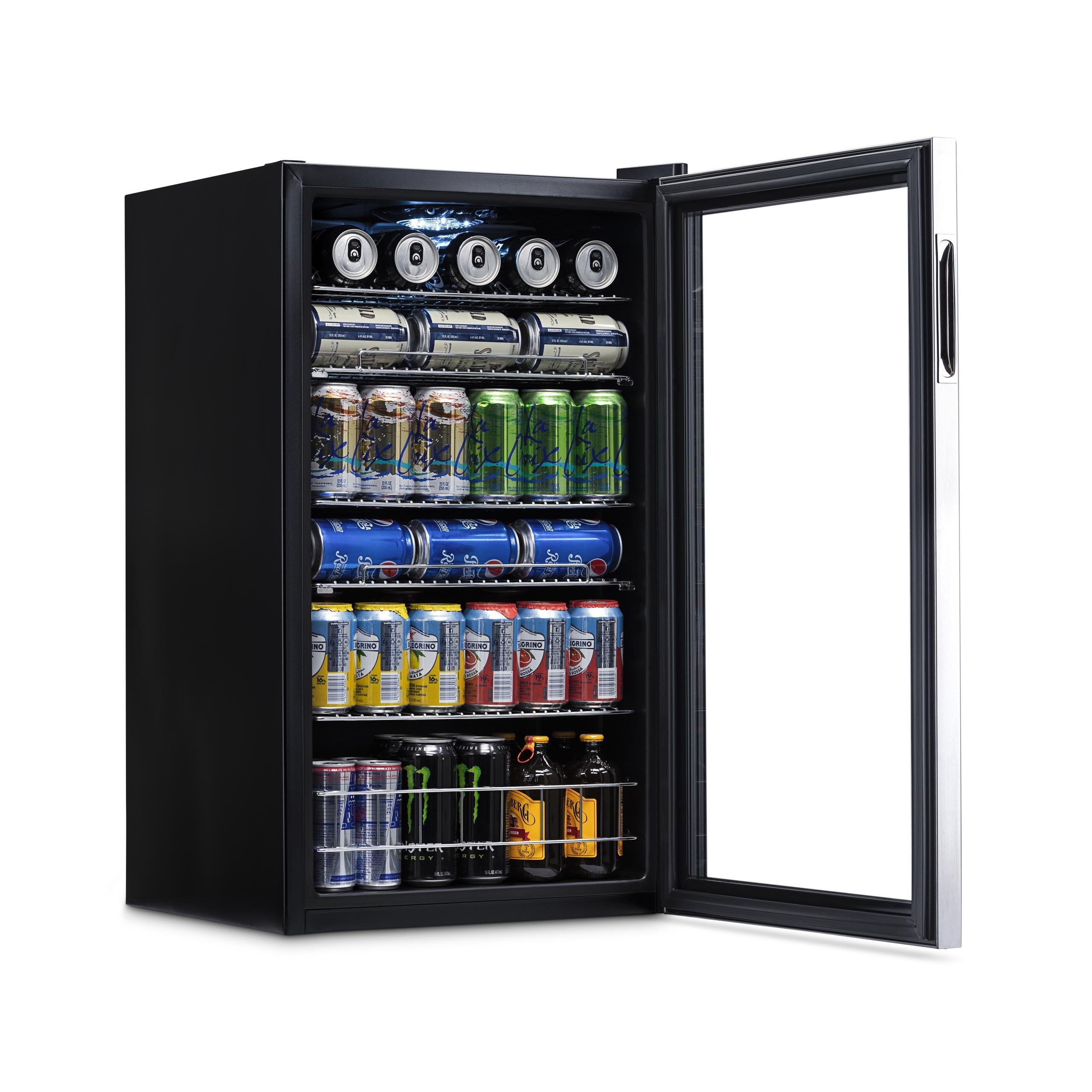 Newair 126 Can Freestanding Beverage Fridge in Stainless Steel with Adjustable Shelves