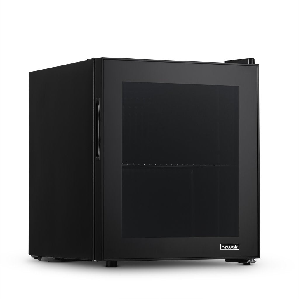 NewAir 60 Can Beverage Fridge with Glass Door, Small Freestanding Mini Fridge in Black