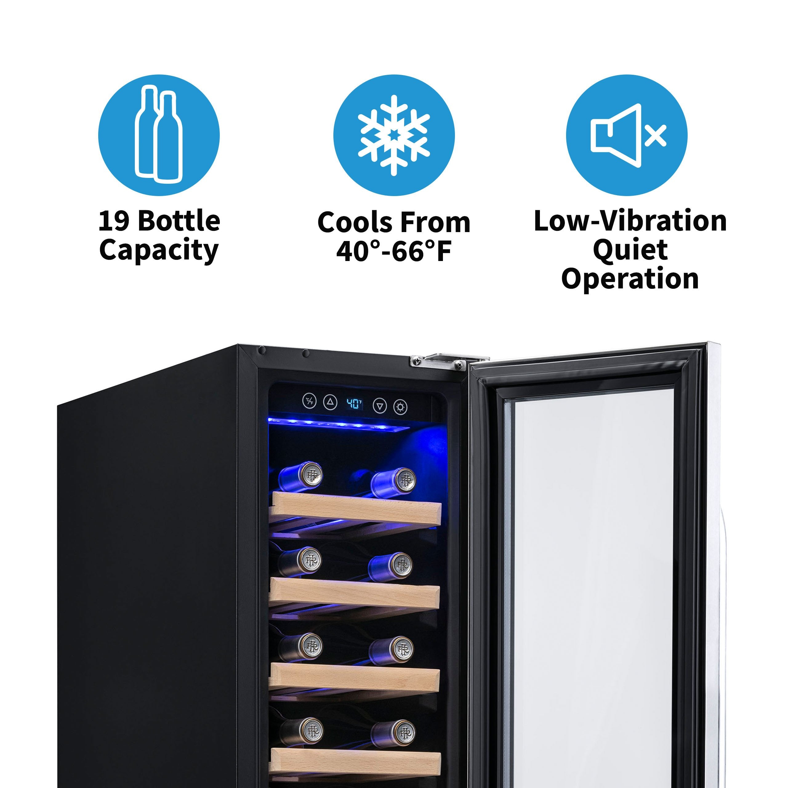 NewAir 12" Built-In 19 Bottle Compressor Wine Fridge Low Vibration