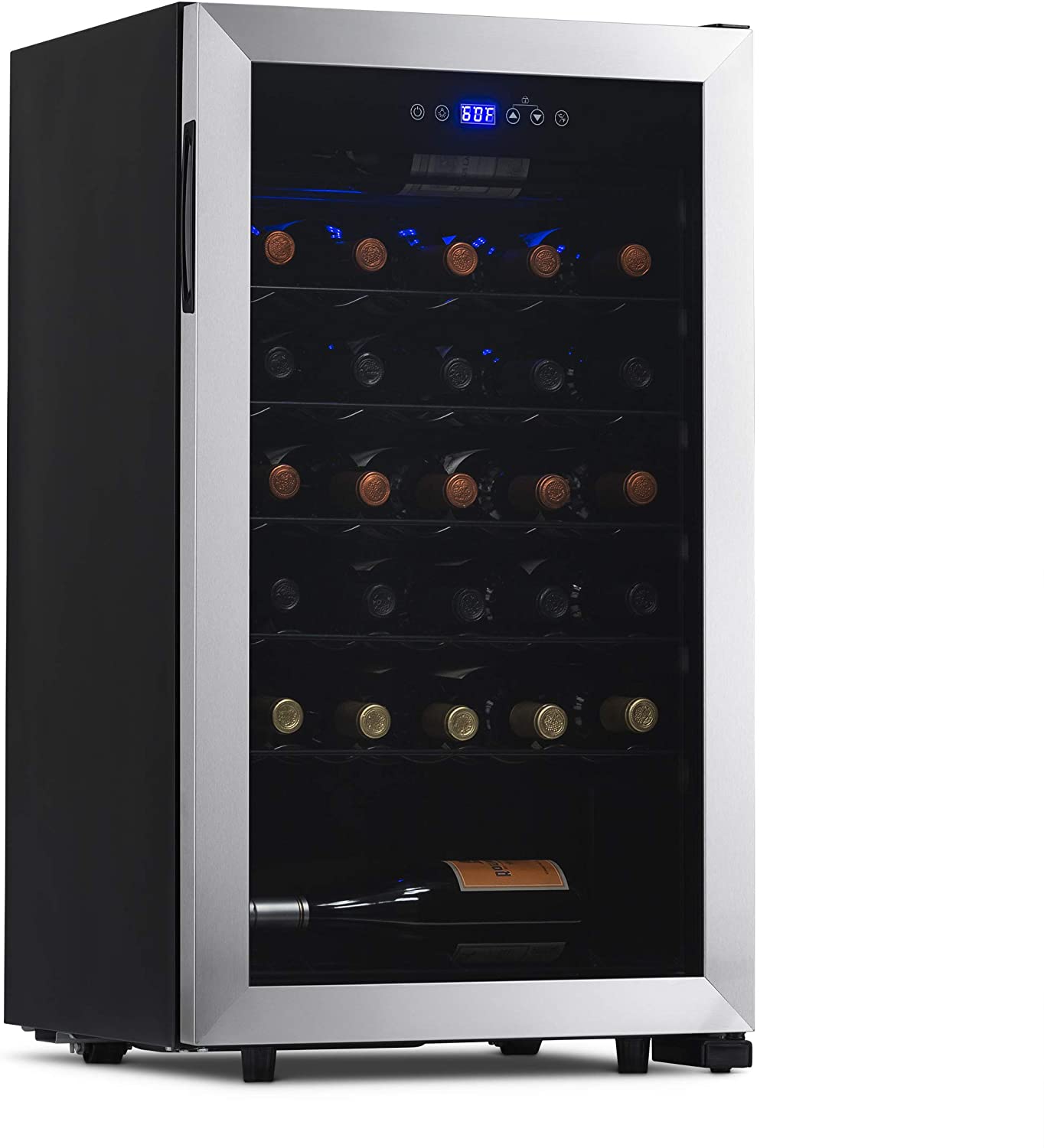 NewAir Freestanding 33 Bottle Compressor Wine Fridge in Stainless Steel