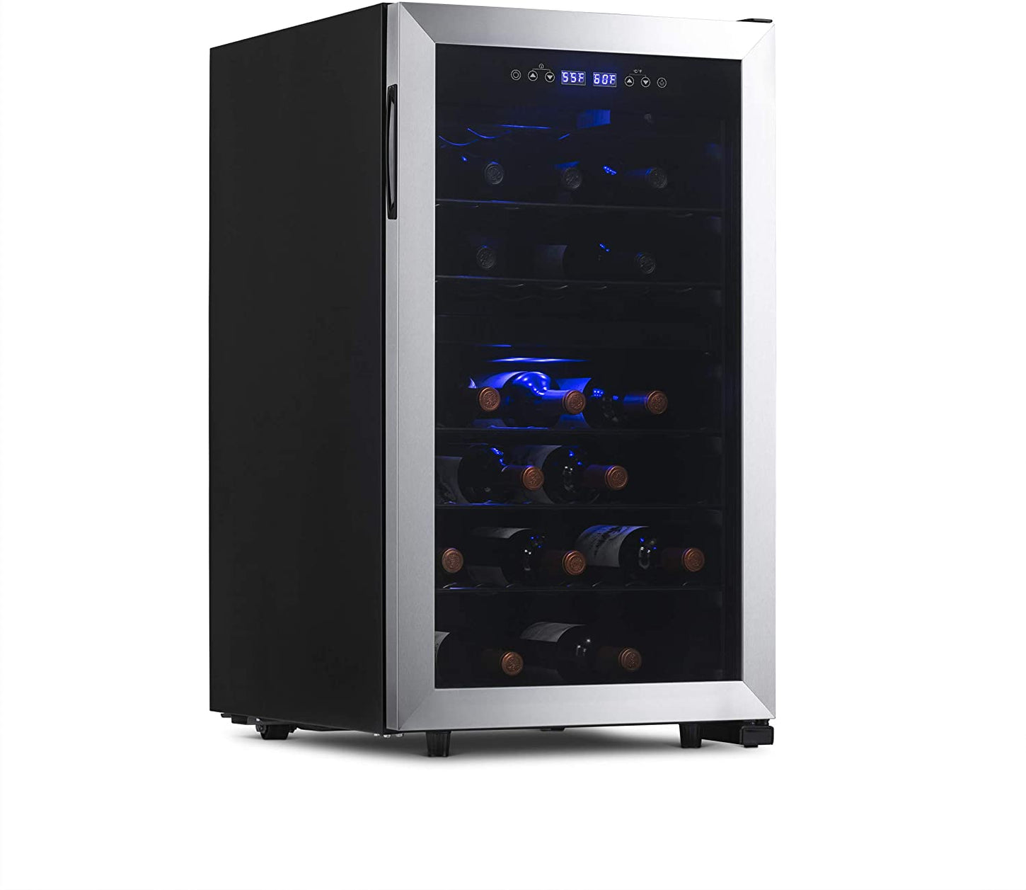 NewAir Freestanding 43 Bottle Dual Zone Wine Fridge in Stainless Steel