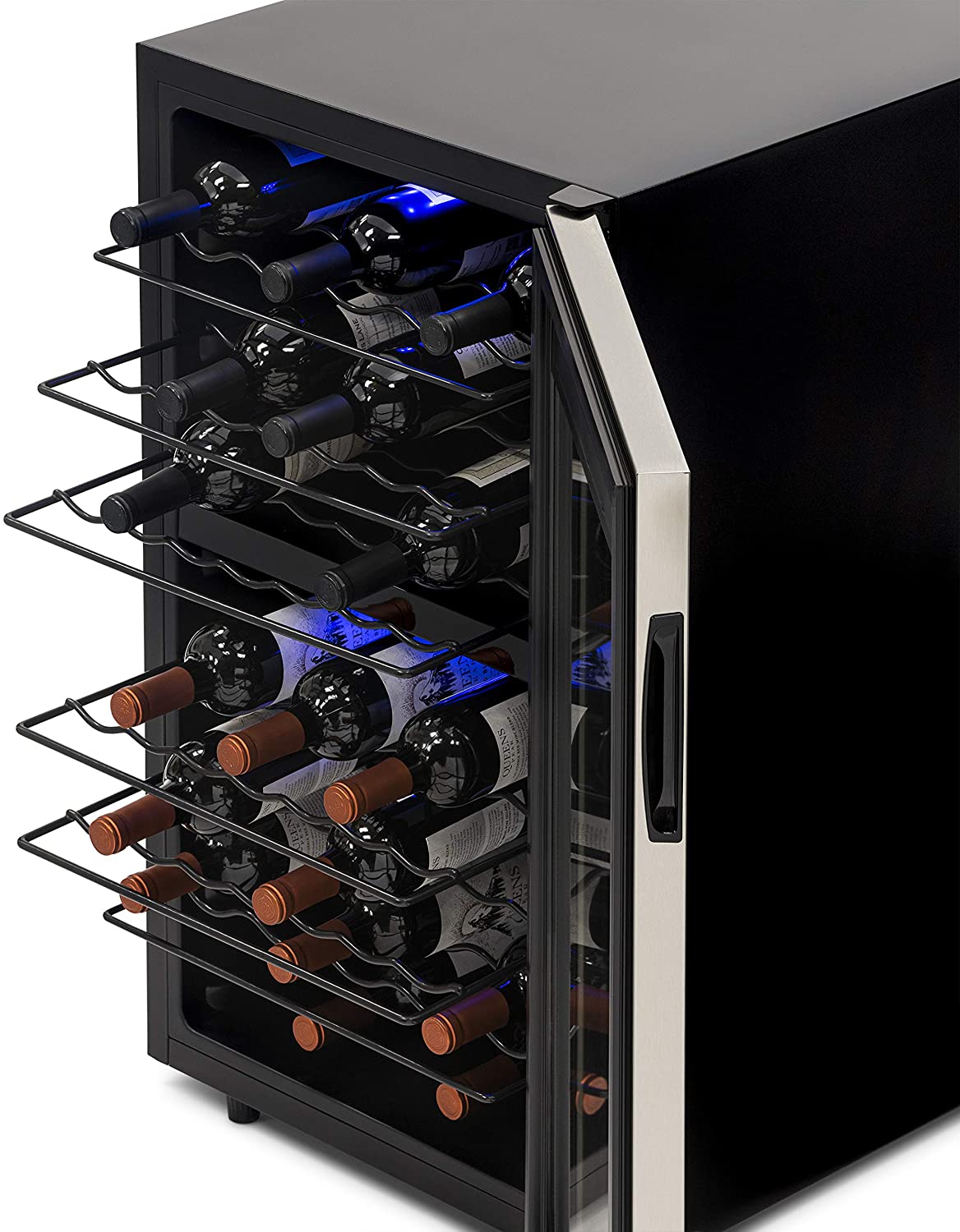 NewAir Freestanding 43 Bottle Dual Zone Wine Fridge in Stainless Steel