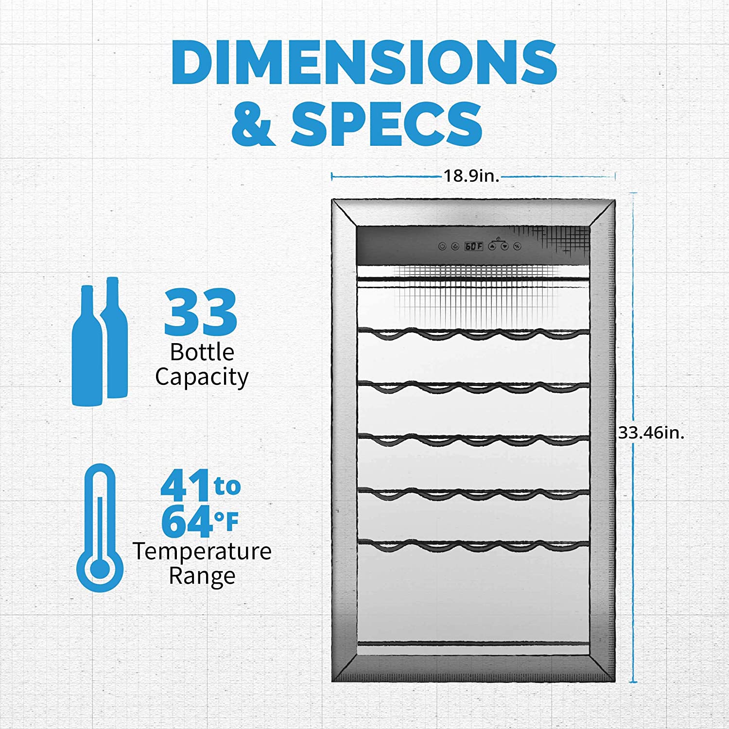 NewAir Freestanding 33 Bottle Compressor Wine Fridge in Stainless Steel