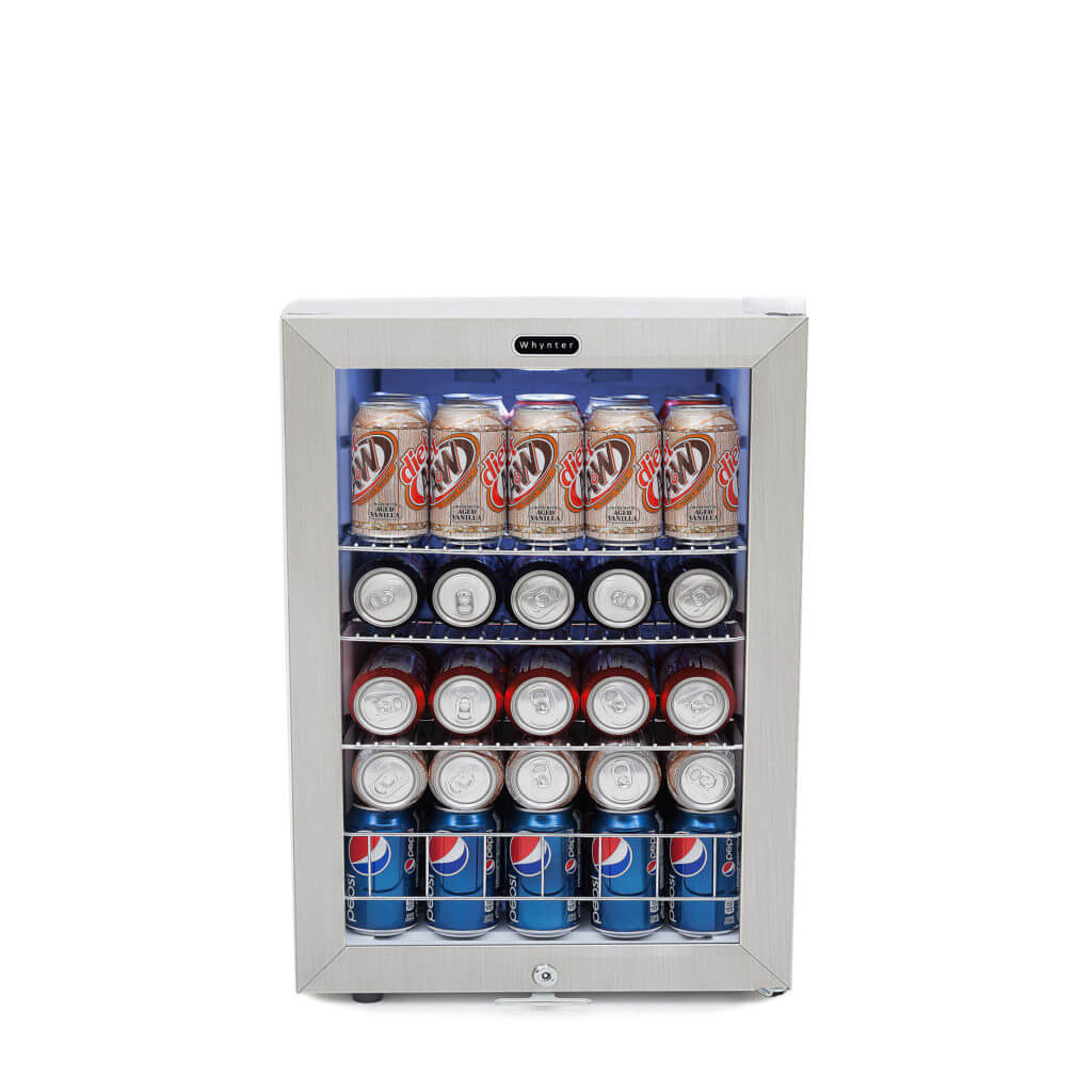 Whynter Beverage Refrigerator With Lock - Stainless Steel 90 Can Capacity