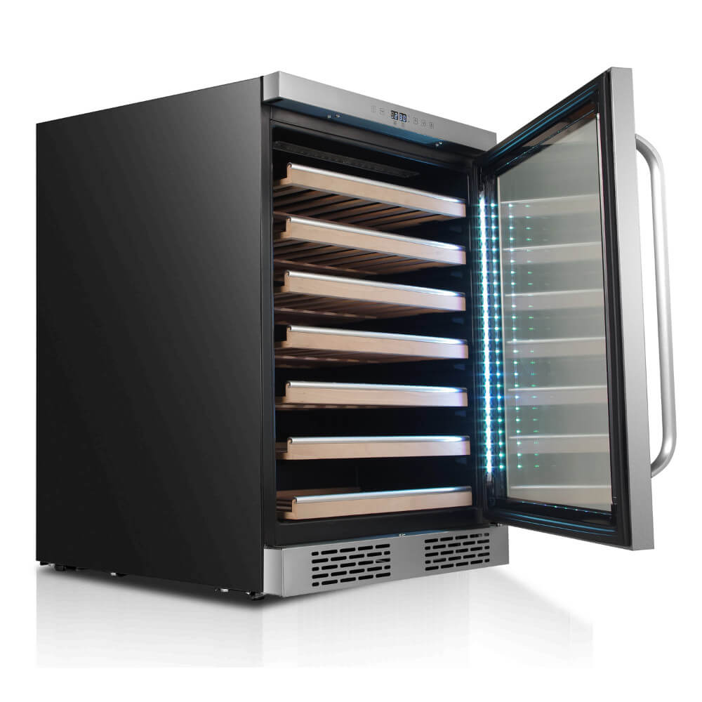 Whynter Elite Spectrum Lightshow 54 Bottle Stainless Steel 24 inch Built-in Wine Refrigerator with Touch Controls and Lock