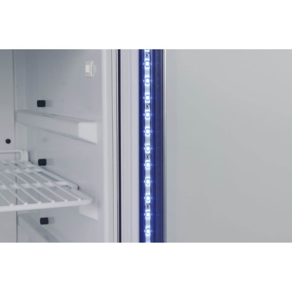 Whynter Freestanding 8.1 cu. ft. Stainless Steel Commercial Beverage Merchandiser Refrigerator with Superlit Door and Lock – White