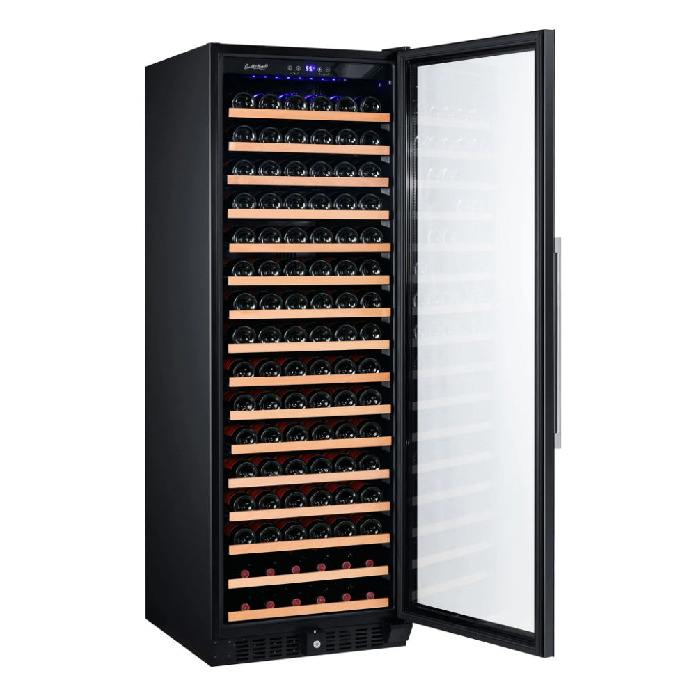 Smith-and-Hanks-166-bottle-Wine-Refrigerator-Single-Zone-RW428SRG-modern-black-glass-angle-open_1280x2048_a3e912d0-0f99-42cc-ae0d-4dd460c12fcf