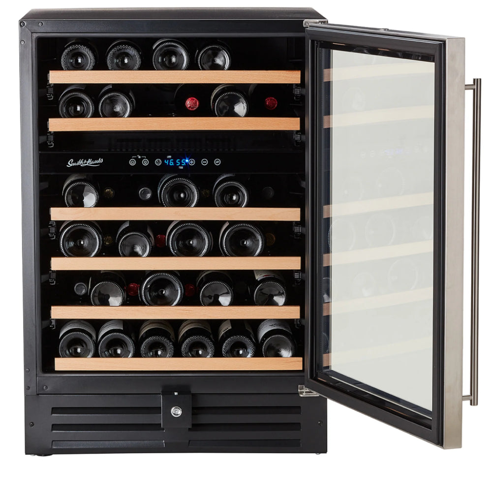 Smith-and-Hanks-46-bottle-wine-cooler-dual-zone-RW145DRE-premium-seamless-stainless-steel-front-open_2048x2048_8faae97c-2293-4c5c-b30e-87360e09f839