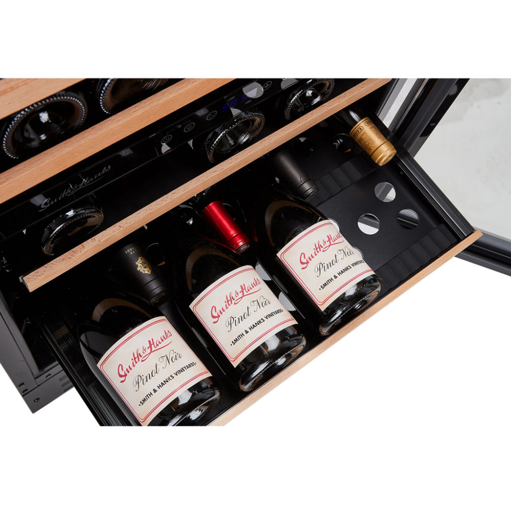 Smith-and-Hanks-46-bottle-wine-cooler-dual-zone-RW145DRE-premium-seamless-stainless-steel-shelf-open_2048x2048_1b04cded-7dd6-40d1-bb67-463b057d8110