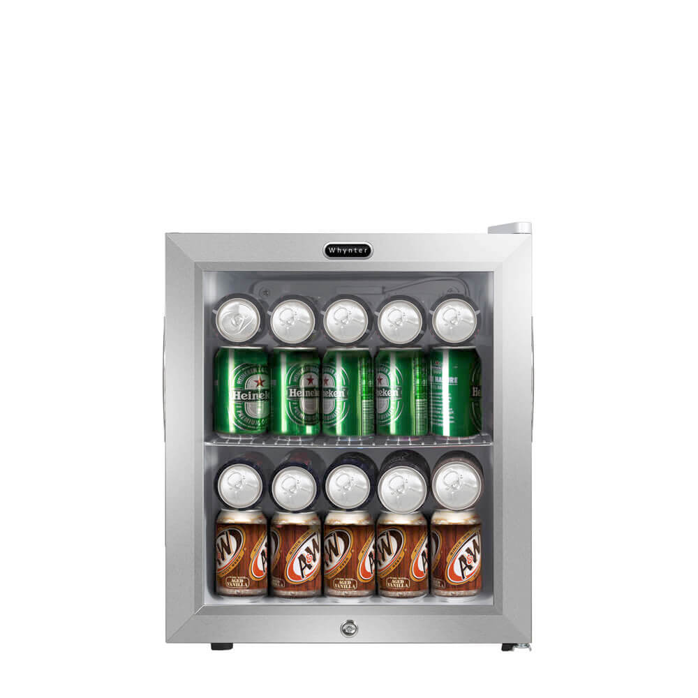 Whynter Beverage Refrigerator With Lock – Stainless Steel 62 Can Capacity