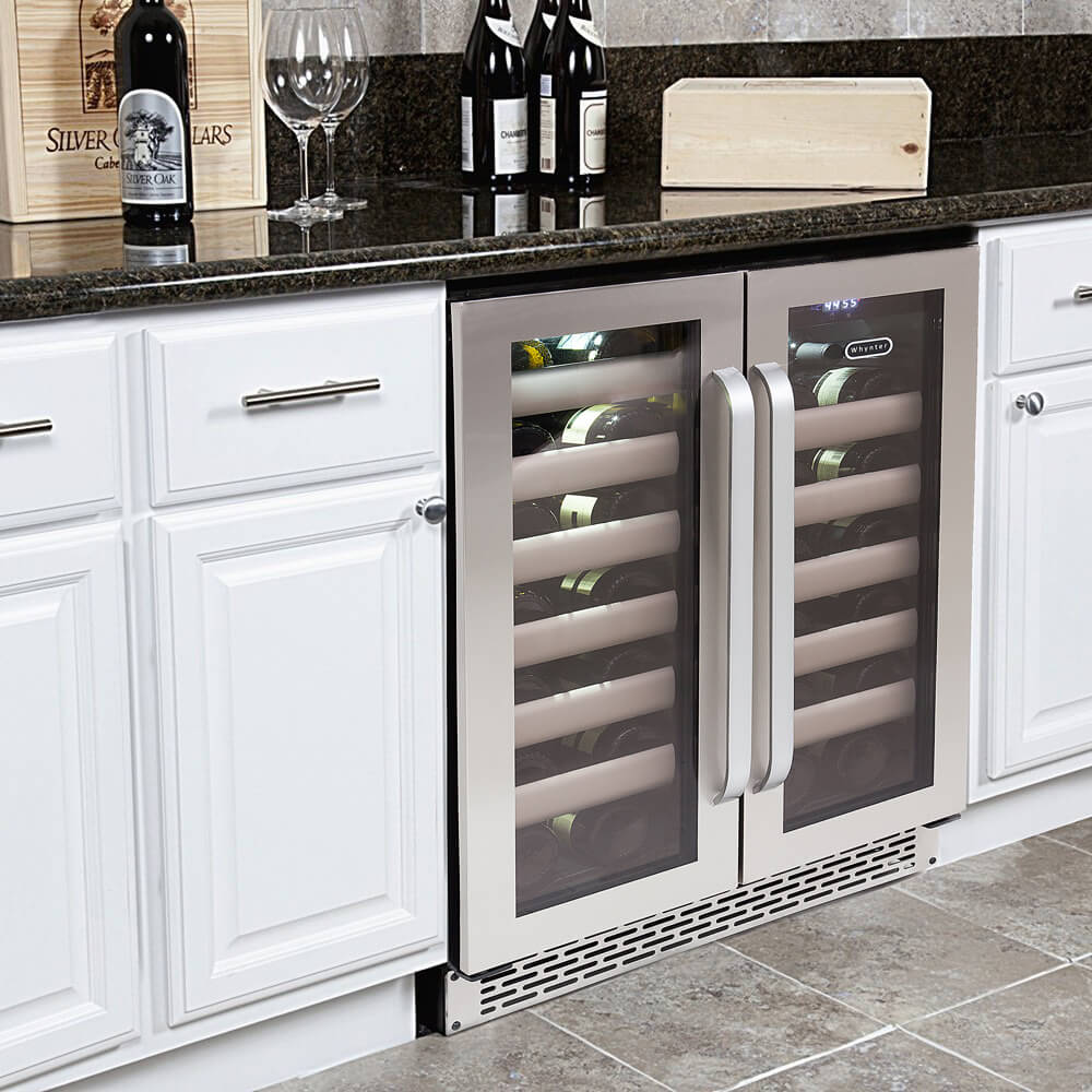 Whynter Elite 40 Bottle Seamless Stainless Steel Door Dual Zone Built-in Wine Refrigerator