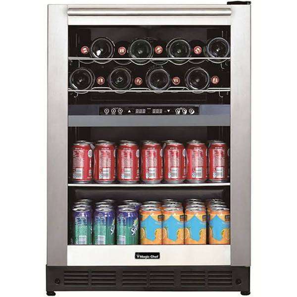 NewAir 24” Built-In 20 Bottle and 80 Can Dual Drawer Indoor/Outdoor Wine and Beverage Fridge