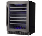 Silhouette 24" Wide 48 Bottle Single Zone Black Stainless Steel Wine Refrigerator,SSWC056D1B-S