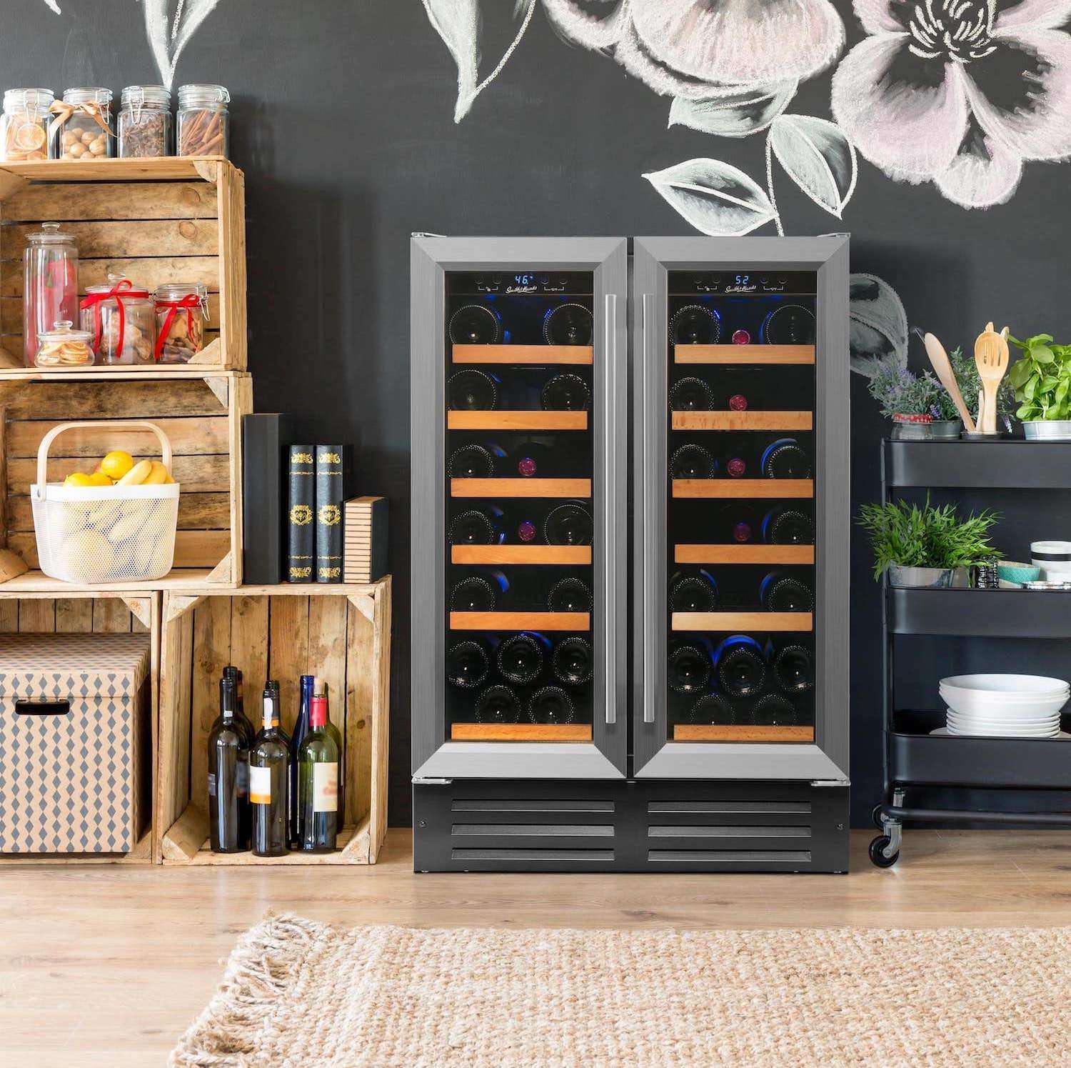 Smith & Hanks 40 Bottle Dual Zone Built-In or Free Standing Wine Cooler - RW116D,RW116D