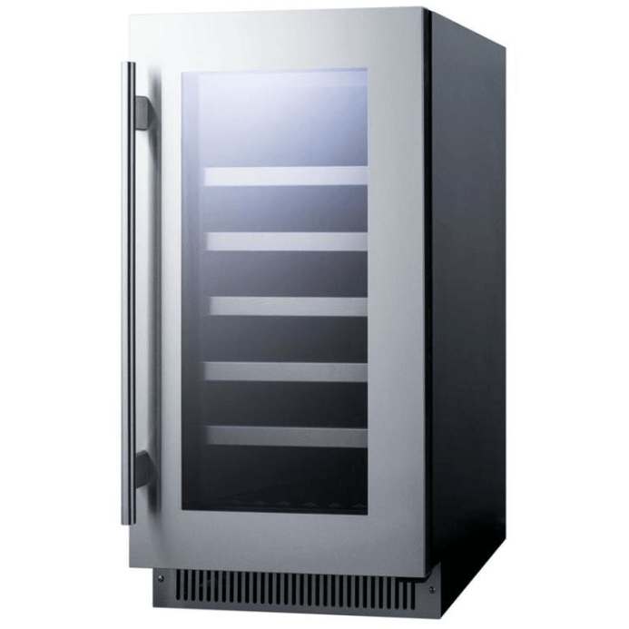 Summit - 29-Bottle Capacity Stainless Steel Trimmed Glass Door & Black Cabinet Built-In/Freestanding Wine Cellar,CL18WC